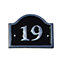 The House Nameplate Company Polished Black Aluminium House number 19, (H)120mm (W)160mm