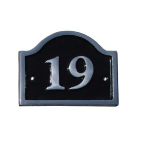 The House Nameplate Company Polished Black Aluminium House number 19, (H)120mm (W)160mm