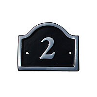 The House Nameplate Company Polished Black Aluminium House number 2, (H)120mm (W)160mm