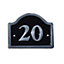 The House Nameplate Company Polished Black Aluminium House number 20, (H)120mm (W)160mm