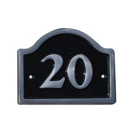 The House Nameplate Company Polished Black Aluminium House number 20, (H)120mm (W)160mm