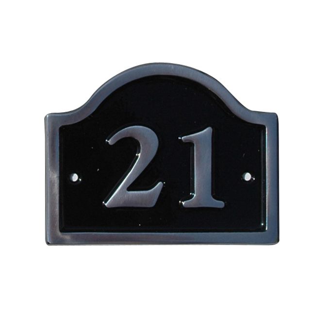 The House Nameplate Company Polished Black Aluminium House number 21, (H)120mm (W)160mm