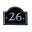The House Nameplate Company Polished Black Aluminium House number 26, (H)120mm (W)160mm