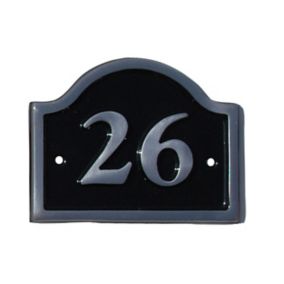 The House Nameplate Company Polished Black Aluminium House number 26, (H)120mm (W)160mm