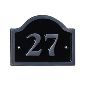 The House Nameplate Company Polished Black Aluminium House number 27, (H)120mm (W)160mm
