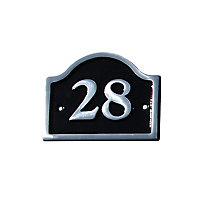 The House Nameplate Company Polished Black Aluminium House number 28, (H)120mm (W)160mm