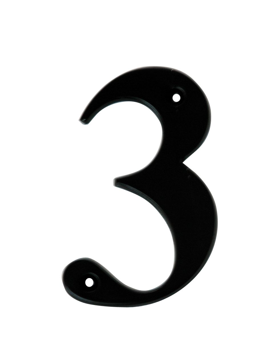 The House Nameplate Company Polished Black Aluminium House number 3, (H ...