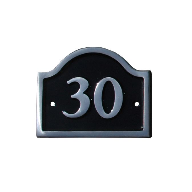 The House Nameplate Company Polished Black Aluminium House number 30, (H)120mm (W)160mm