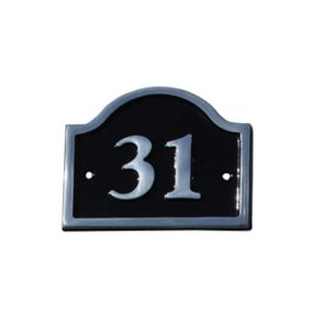 The House Nameplate Company Polished Black Aluminium House number 31, (H)120mm (W)160mm