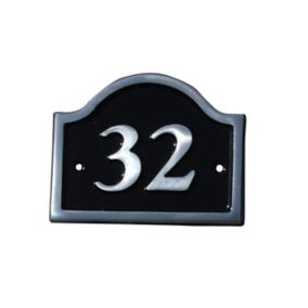 The House Nameplate Company Polished Black Aluminium House number 32, (H)120mm (W)160mm