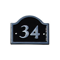 The House Nameplate Company Polished Black Aluminium House number 34, (H)120mm (W)160mm