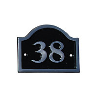 The House Nameplate Company Polished Black Aluminium House number 38, (H)120mm (W)160mm