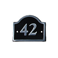 The House Nameplate Company Polished Black Aluminium House number 42, (H)120mm (W)160mm