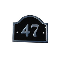 The House Nameplate Company Polished Black Aluminium House number 47, (H)120mm (W)160mm