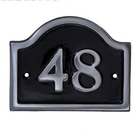 The House Nameplate Company Polished Black Aluminium House number 48, (H)120mm (W)160mm