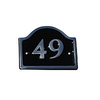 The House Nameplate Company Polished Black Aluminium House number 49, (H)120mm (W)160mm