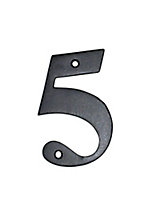 The House Nameplate Company Polished Black Aluminium House number 5, (H)100mm (W)65mm