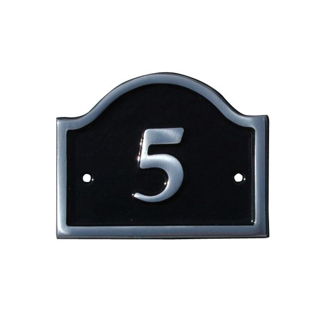 The House Nameplate Company Polished Black Aluminium House Number 5, (H ...