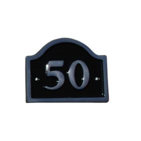 The House Nameplate Company Polished Black Aluminium House number 50, (H)120mm (W)160mm