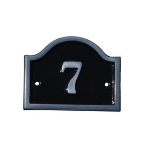 The House Nameplate Company Polished Black Aluminium House number 7, (H)120mm (W)160mm