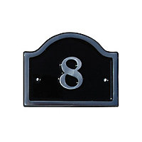 The House Nameplate Company Polished Black Aluminium House number 8, (H)120mm (W)160mm