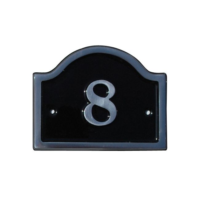 The House Nameplate Company Polished Black Aluminium House number 8, (H)120mm (W)160mm