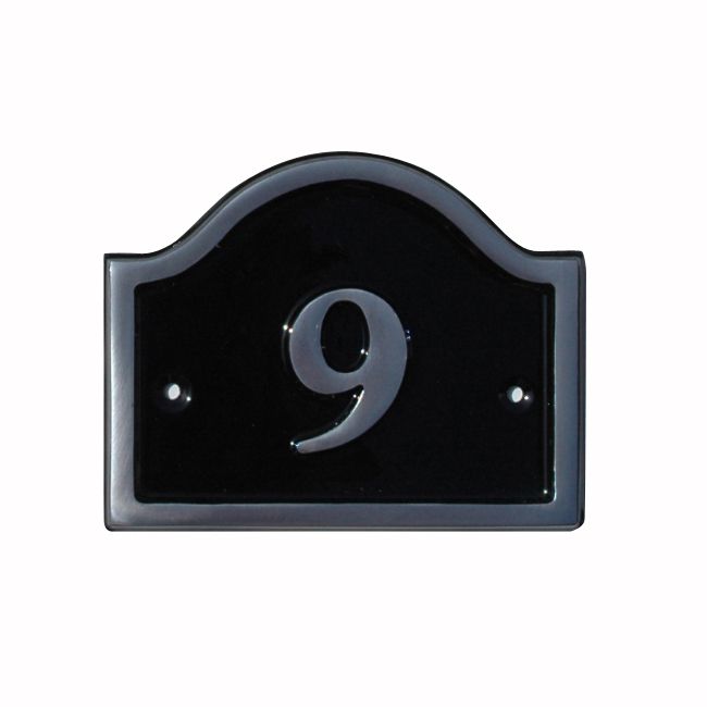 The House Nameplate Company Polished Black Aluminium House number 9, (H)120mm (W)160mm