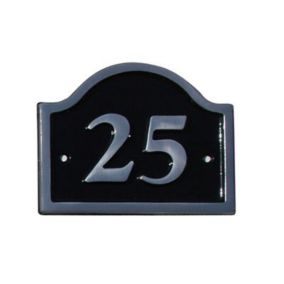 The House Nameplate Company Polished Black Aluminium Non self-adhesive House number 25, (H)120mm (W)160mm