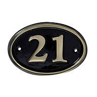 The House Nameplate Company Polished Black Brass Non self-adhesive House number 21, (H)120mm (W)160mm