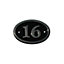 The House Nameplate Company Polished Black Brass Oval House number 16, (H)120mm (W)160mm