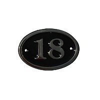 The House Nameplate Company Polished Black Brass Oval House number 18, (H)120mm (W)160mm