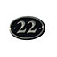 The House Nameplate Company Polished Black Brass Oval House number 22, (H)120mm (W)160mm