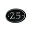 The House Nameplate Company Polished Black Brass Oval House number 25, (H)120mm (W)160mm