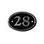 The House Nameplate Company Polished Black Brass Oval House number 28, (H)120mm (W)160mm