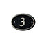 The House Nameplate Company Polished Black Brass Oval House number 3, (H)120mm (W)160mm