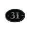 The House Nameplate Company Polished Black Brass Oval House number 31, (H)120mm (W)160mm