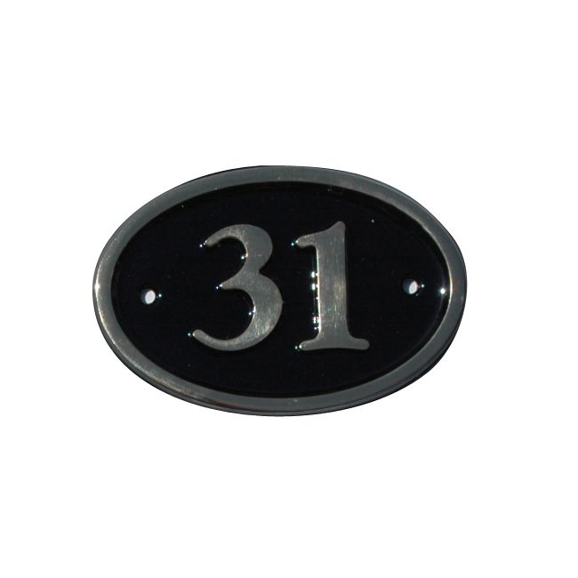 The House Nameplate Company Polished Black Brass Oval House number 31 ...