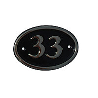 The House Nameplate Company Polished Black Brass Oval House number 33, (H)120mm (W)160mm