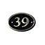 The House Nameplate Company Polished Black Brass Oval House number 39, (H)120mm (W)160mm