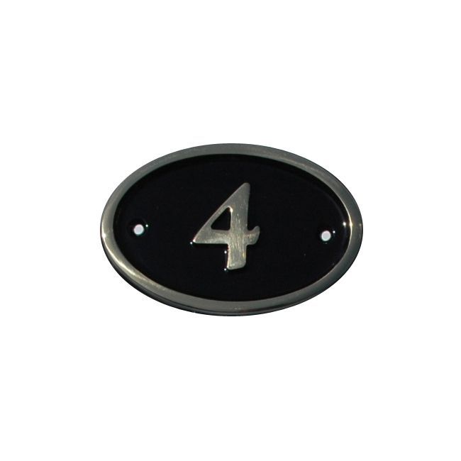 The House Nameplate Company Polished Black Brass Oval House number 4, (H)120mm (W)160mm