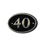 The House Nameplate Company Polished Black Brass Oval House number 40, (H)120mm (W)160mm