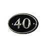 The House Nameplate Company Polished Black Brass Oval House number 40, (H)120mm (W)160mm