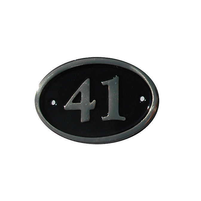 The House Nameplate Company Polished Black Brass Oval House number 41 ...