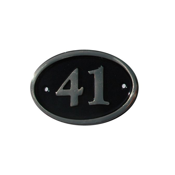 The House Nameplate Company Polished Black Brass Oval House number 41, (H)120mm (W)160mm