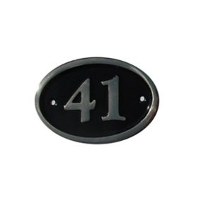 The House Nameplate Company Polished Black Brass Oval House number 41, (H)120mm (W)160mm