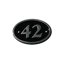 The House Nameplate Company Polished Black Brass Oval House number 42, (H)120mm (W)160mm