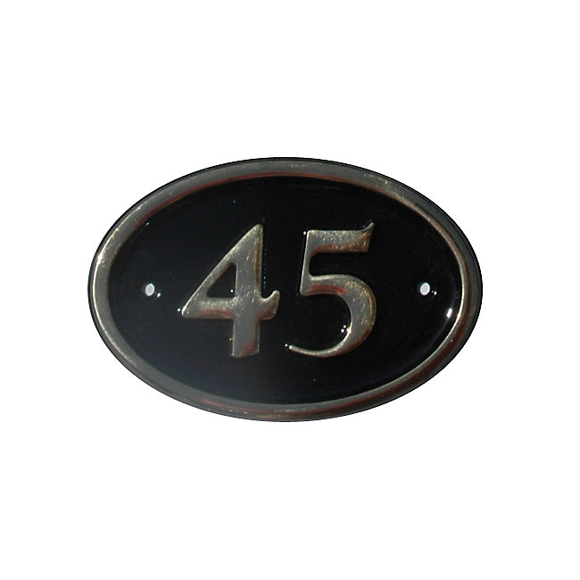 The House Nameplate Company Polished Black Brass Oval House number 45 ...