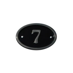 The House Nameplate Company Polished Black Brass Oval House number 7, (H)120mm (W)160mm