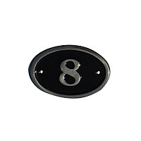 The House Nameplate Company Polished Black Brass Oval House number 8, (H)120mm (W)160mm