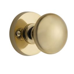 The House Nameplate Company Polished Brass effect Brass Round Door knob (Dia)70mm, Pair